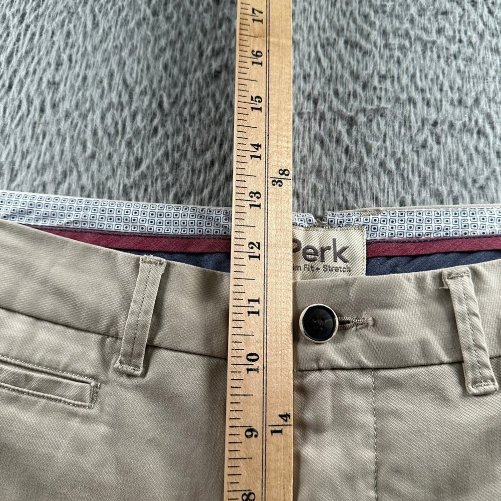 Perk Chino Pants Mens 36x30 Slim Fit Stretch Khaki Beige Flat Front Casual - Picture 6 of 12